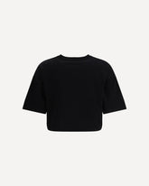 Brush print boxy cropped T-shirt - BLACK | Base Blu