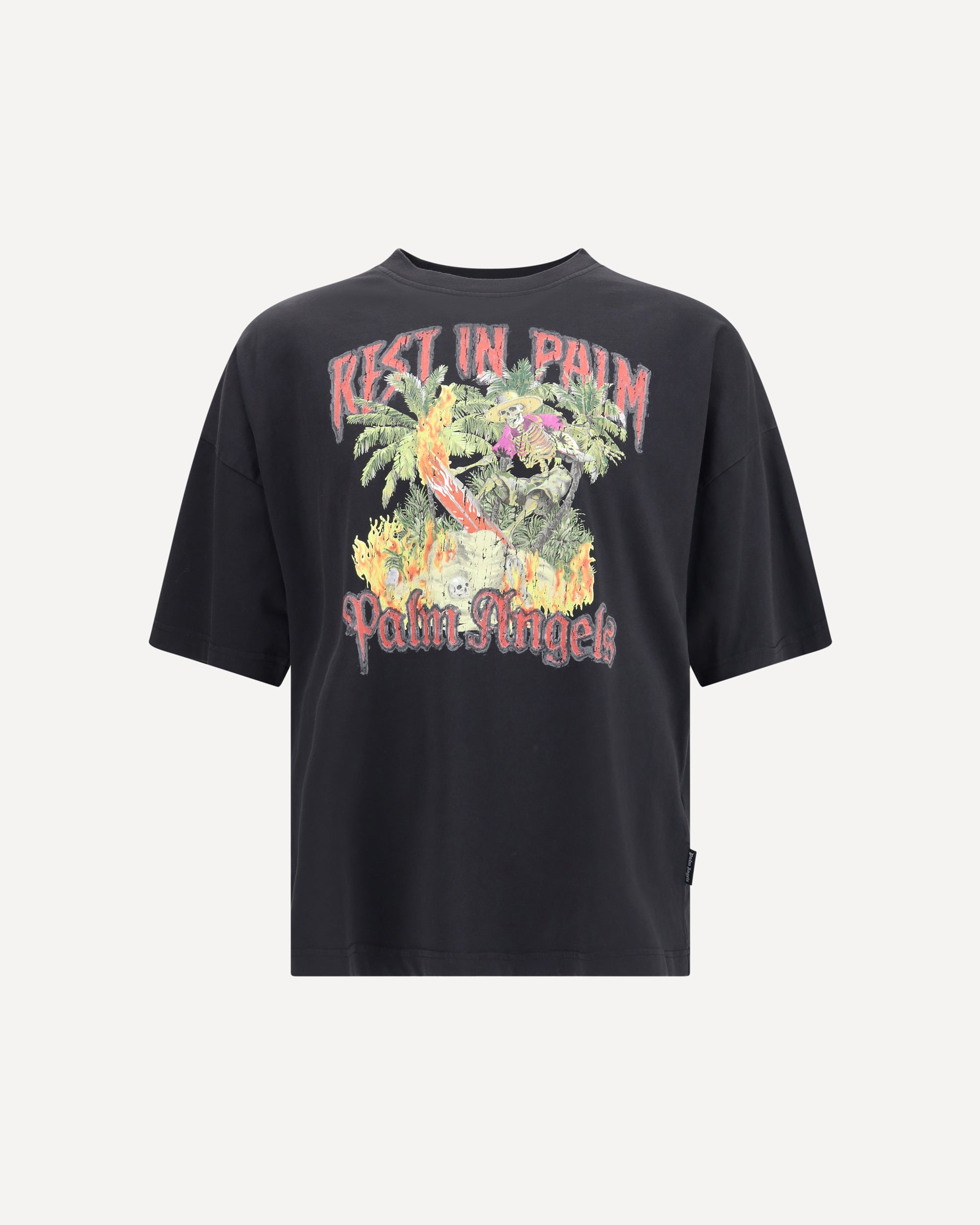 PALM ANGELS Rest in Palm Cotton T-Shirt BLACK | Base Blu