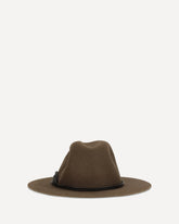 Felt Fedora Hat with leather band and monile - BROWN | Base Blu