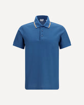 Cotton Polo with Check trims - BLUE | Base Blu
