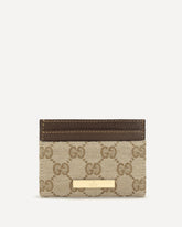 GG Monogram Card Holder with logo plaque - BEIGE | Base Blu