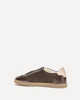 Leather Sneakers with suede details - BROWN | Base Blu