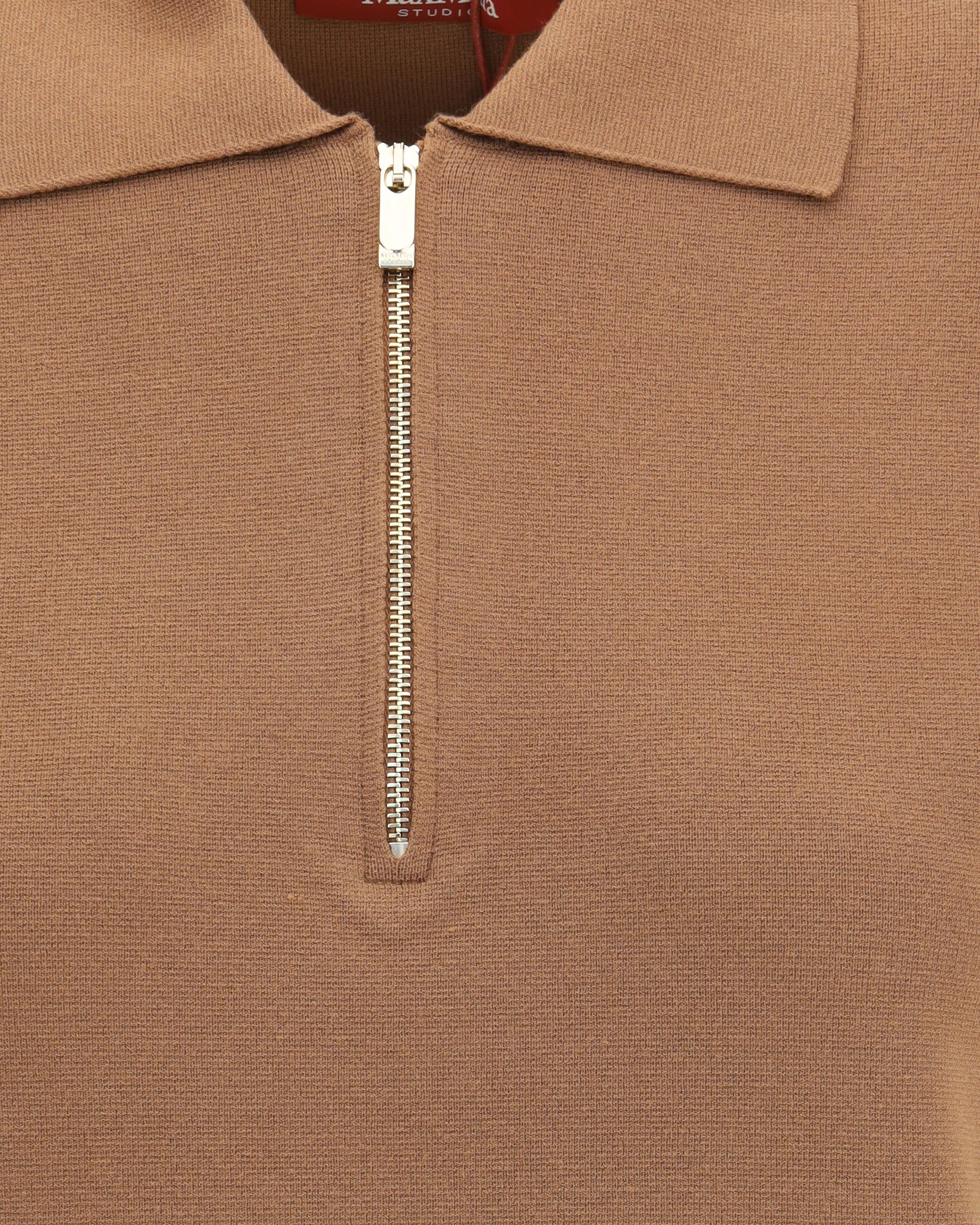 MAX MARA STUDIO Teti Zip Polo Shirt BROWN | Base Blu