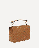 Rockstud Spike Leather Shoulder Bag - BROWN | Base Blu