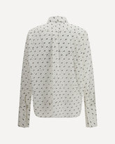 Oversized Cotton Broderie Anglaise Shirt with all-over logo embroidery - WHITE | Base Blu