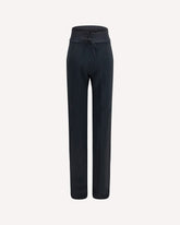 Pantaloni con fascia a vita alta in raso - NERO | Base Blu