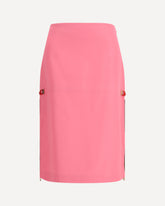 Gonna midi con dettagli zip e vita elasticizzata  - ROSA | Base Blu