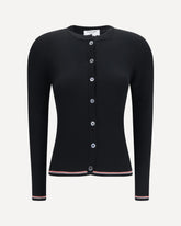 Ribbed merino wool Cardigan - BLACK | Base Blu