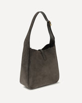 Borsa a Spalla Le 5 à 7 piccola in pelle scamosciata - GRIGIO | Base Blu