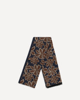 Floral print Scarf with fringes -  | Base Blu
