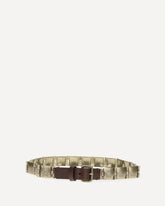 Engraved metal and leather Belt - BROWN | Base Blu