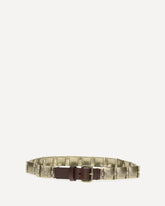 Engraved metal and leather Belt - BROWN | Base Blu