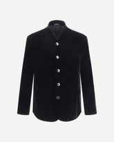 Blazer One Shot in stretch viscose and cupro velvet - BLACK | Base Blu
