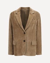 Fluid corduroy Jacket with monile - BEIGE | Base Blu