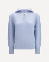 Wool and cashmere half zip Sweater - LIGHT BLUE | Base Blu