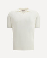 Cotton ribbed Polo - WHITE | Base Blu