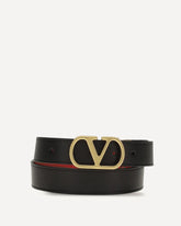 Reversible leather Belt with the VLogo Signature - BLACK | Base Blu