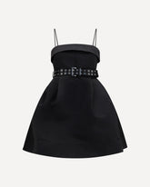 Short satin Dress with a full skirt - BLACK | Base Blu