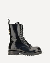 Leather Lace-Up Booties - BLACK | Base Blu