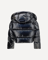 The Lothar Short Down Jacket with hood from Moncler x EE72 by Edward Enninful - BLACK | Base Blu