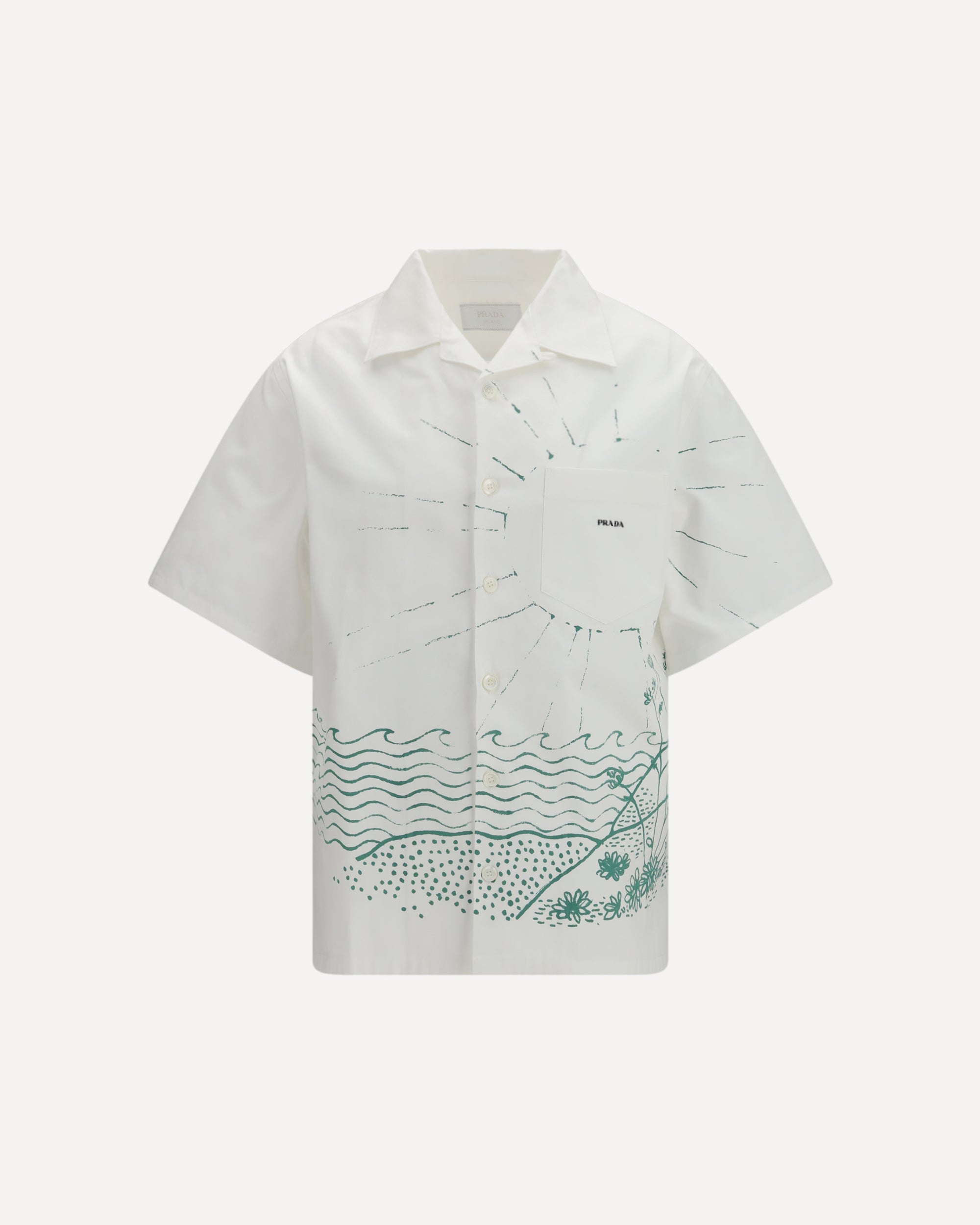 PRADA Oversized wave print Shirt WHITE | Base Blu