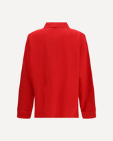 Polo a maniche lunghe in piquet di cotone - ROSSO | Base Blu