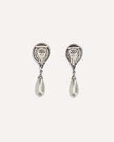 Crystal Earrings with pearl pendants - SILVER | Base Blu