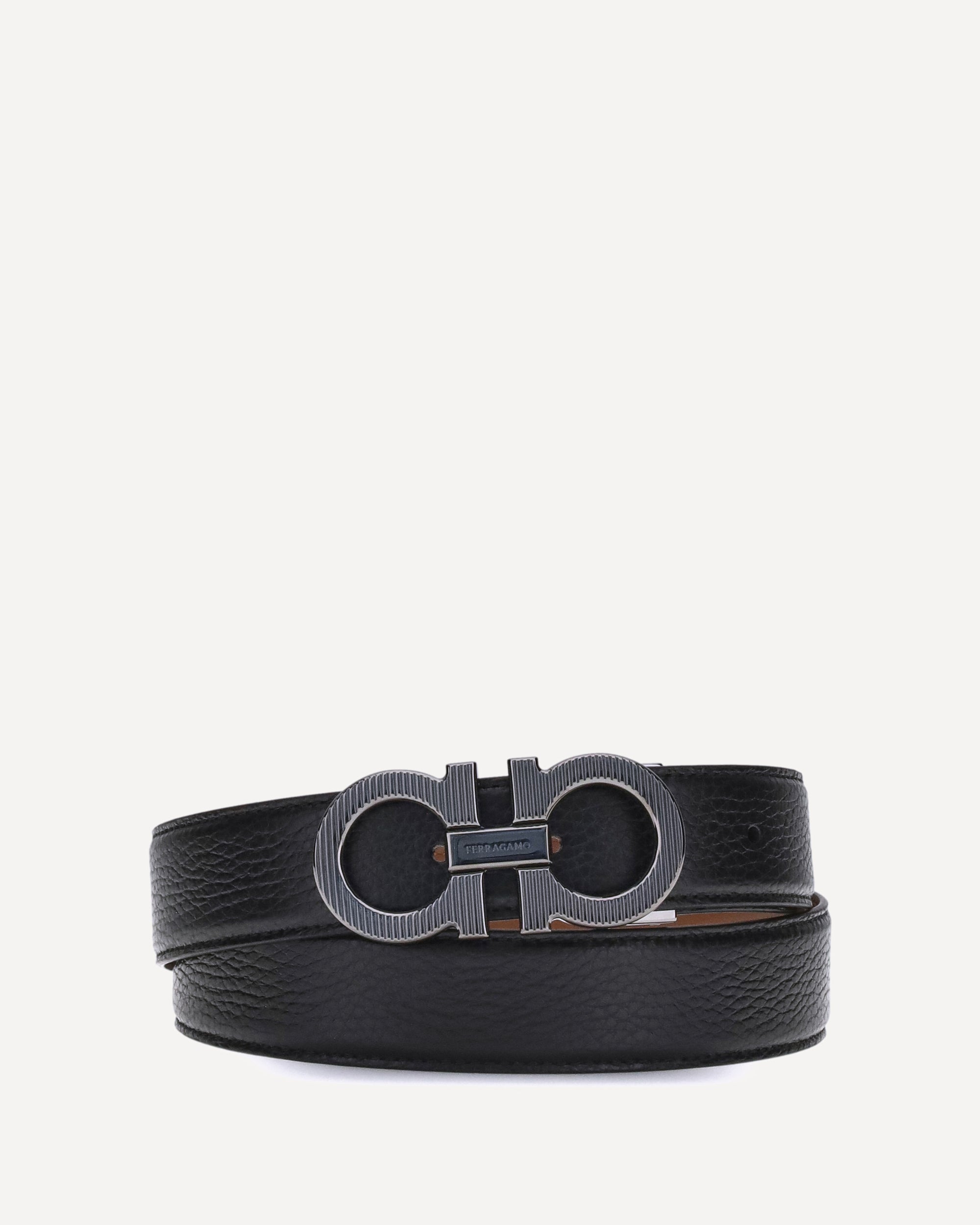 FERRAGAMO Gancini reversible Belt BLACK | Base Blu
