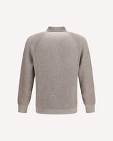Cashmere Milano Stitch Polo Sweater with zip - GREY | Base Blu
