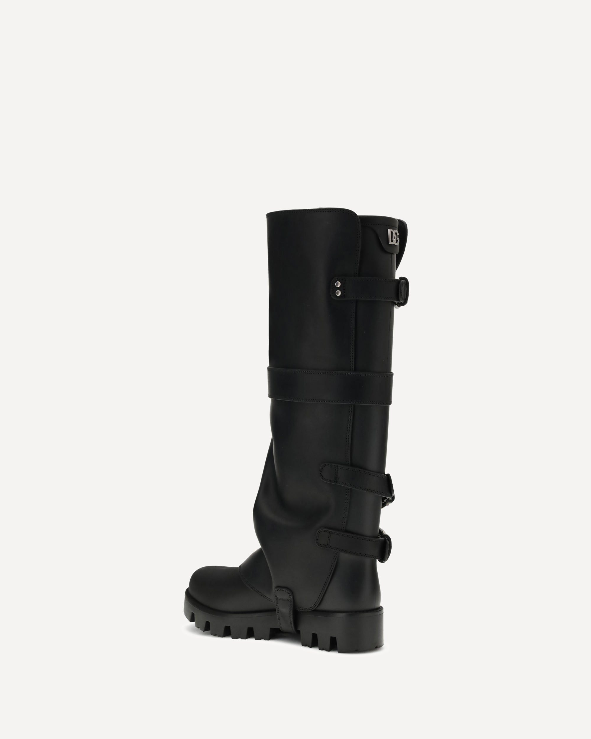 DOLCE & GABBANA Rubber and leather high Boots BLACK | Base Blu