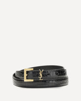 Cintura Cassandre in pelle goffrata coccodrillo - NERO | Base Blu