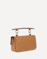 Rockstud Spike small leather Handbag - BROWN | Base Blu