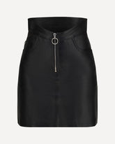 Minigonna in pelle con zip - NERO | Base Blu