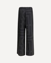 Monogram silk Pants - BLACK | Base Blu