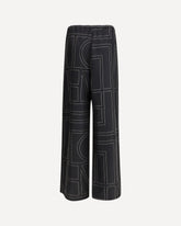 Monogram silk Pants - BLACK | Base Blu
