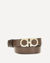 Reversible and adjustable Gancini Belt - BROWN | Base Blu