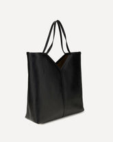 Large Y leather Tote Bag - BLACK | Base Blu