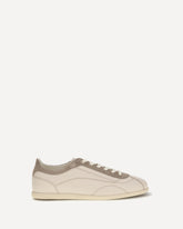 Sneakers in vitello e camoscio con suola slim - BEIGE | Base Blu