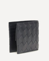 Bifold leather Intrecciato Wallet - BLACK | Base Blu