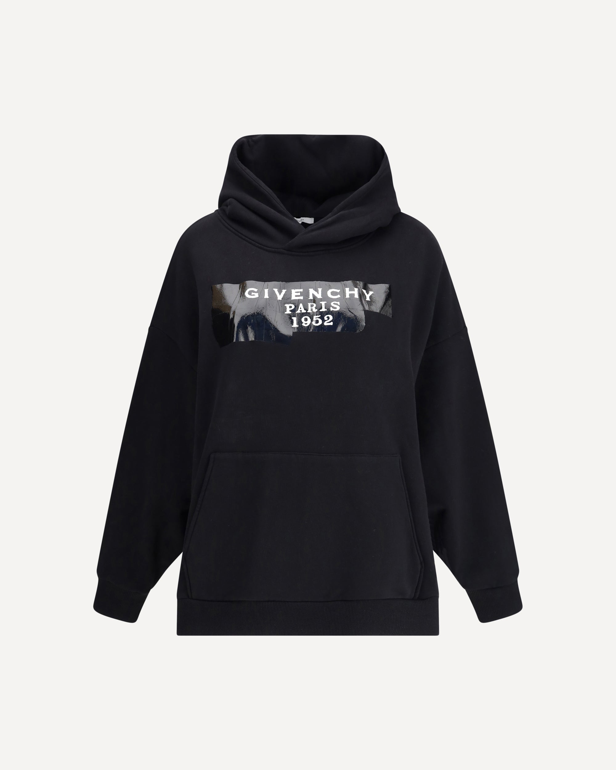 GIVENCHY Gauzy fabric Hoodie with givenchy tape BLACK Base Blu