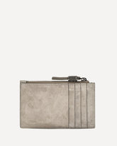 Suede Card Holder with Shiny Zipper Pull - GREY | Base Blu
