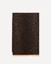 Leopard-print wool Scarf with monogram - BROWN | Base Blu