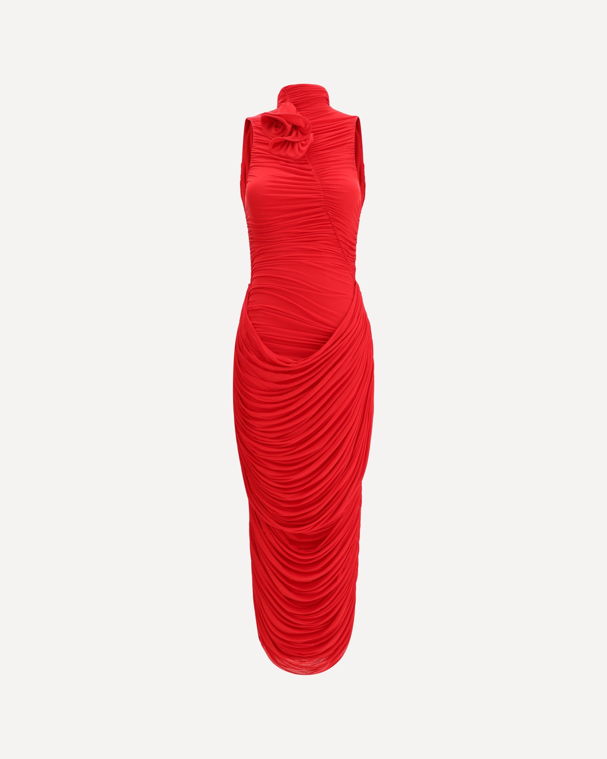 MAGDA BUTRYM High-neck draped maxi Dress RED Base Blu
