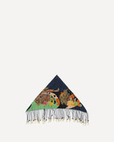 Scarf in pure silk with fringes and beaded - MULTICOLOUR | Base Blu