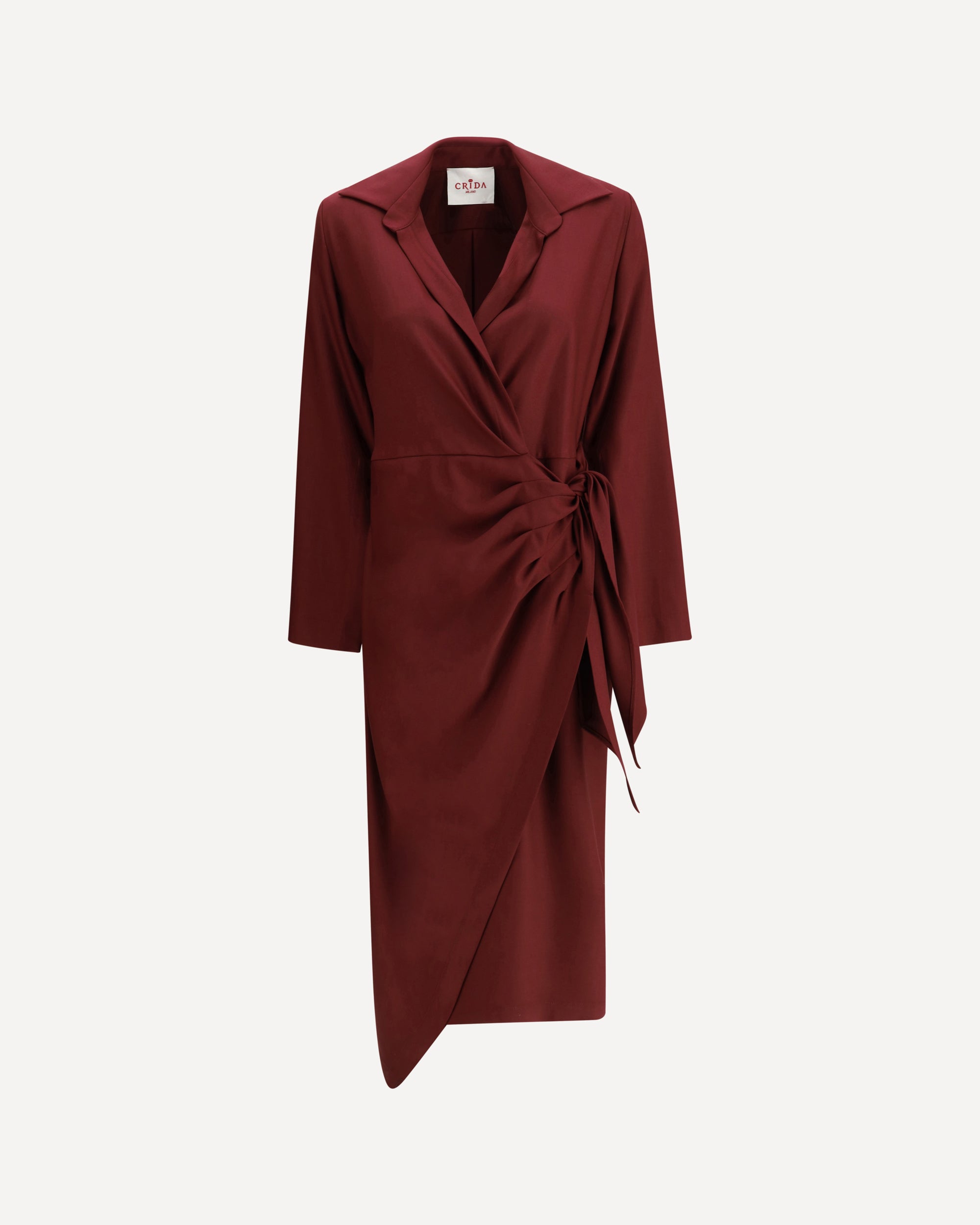 CRIDA MILANO Como Dress in crêpe de chine BORDEAUX