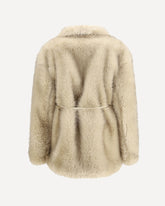 Furry Rosaria Belted Coat - BEIGE | Base Blu