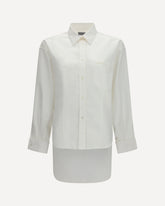 Camicia classica in popeline di seta e organdì di cotone  - BIANCO | Base Blu