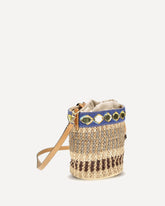 Borsa a Secchiello mini in rafia - BEIGE | Base Blu