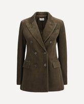 Double-breasted Blazer with ribbed fabric - GREEN | Base Blu