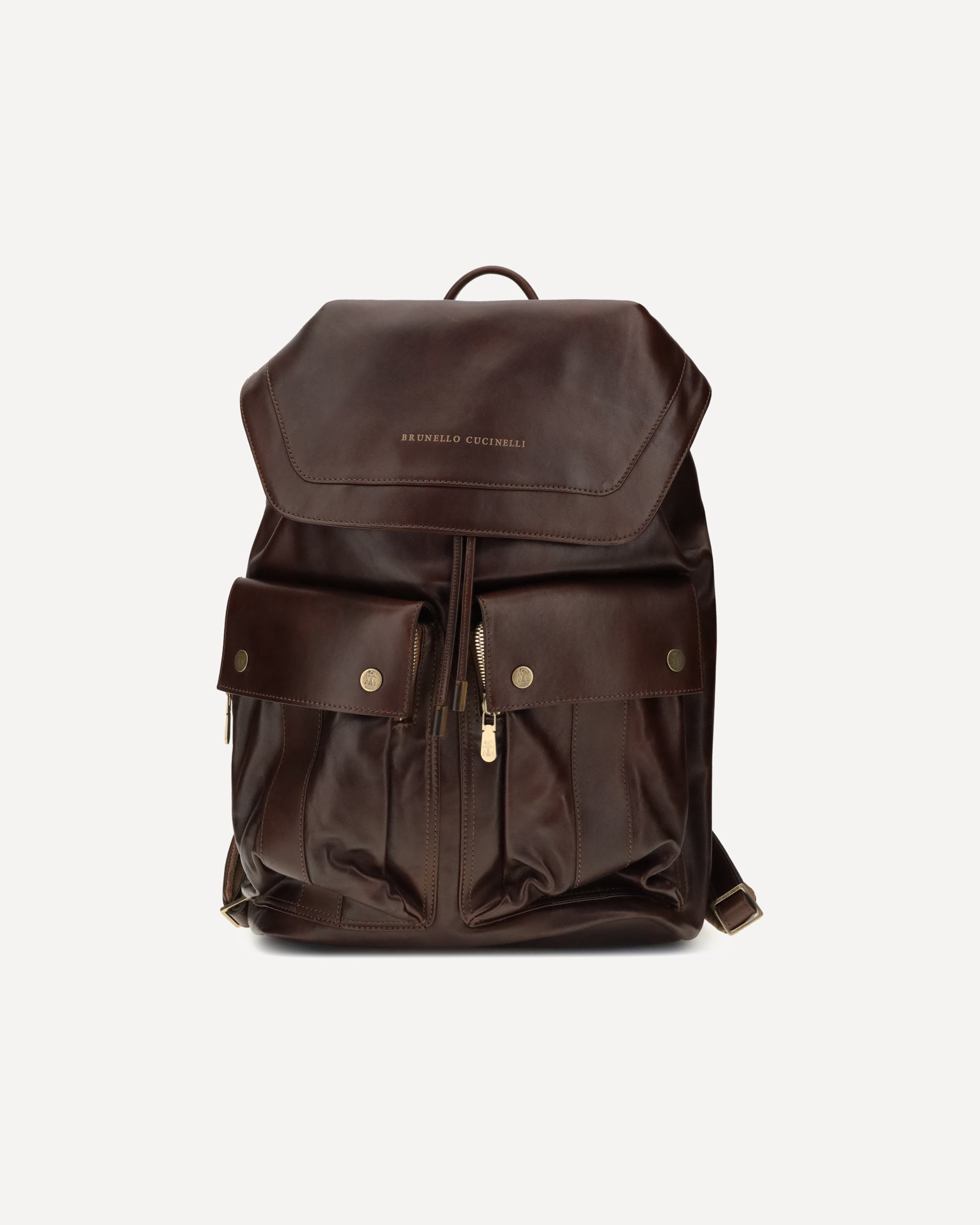 BRUNELLO CUCINELLI Leather Backpack BROWN | Base Blu